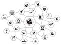 Diagram with ecological icons. Flat vector illustration. Concept of environmental protection and green energy.